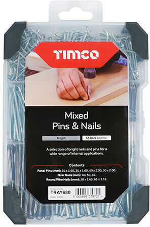 Pins & Nails Mixed Tray - 495pcs - Timco