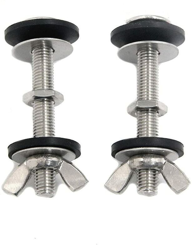 Aougo - Toilet Bolt, Toilet to Bowl Bolt Kit with Rubber Washer and Wing Nut Stainless Steel Toilet Seat Bolt, Toilet Tank Retention Fixing Kit 2