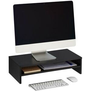 Relaxdays - Monitor Stand, Additional Compartment, hwd 14.5 x 54 x 25.5 cm, Computer Screen Raiser for Desk, Modern, Black