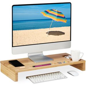 Relaxdays - Monitor Stand Bamboo, Screen Raiser For Ergonomic Posture, hwd 8.5x60x30 cm, Display Base Desk, Natural Wood