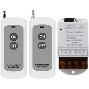 TLILY 433MHZ Wireless Remote Switch AC 110V/120V/220V/ 30A 1CH Relay RF Control Light Switches for Pump Security System