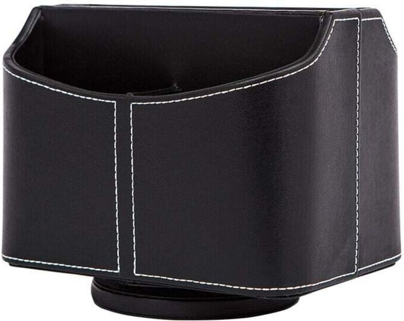 ZVD - Faux Leather Desk Organizer, 360° Rotatable, tv Remote Control Holder, Storage Box with 5 Compartments (Black)