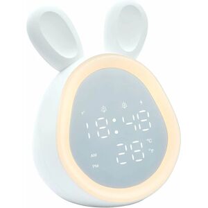 PESCE Alarm Clocks for Kids, Cute Rabbit Digital Clock usb Powered gro Clock Voice Control led Clock with 6 Ringtones Clock with Nightlight, Snooze, Dual