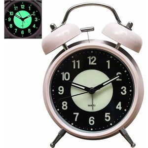 Luminous Alarm Clock Non-Ticking Quartz Analog Retro Twin Bell Clock with Loud Alarm and Nightlight Gift Clock - Alwaysh