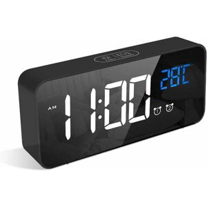 PESCE Digital Alarm Clock, led Alarm Clock with Snooze Function, usb Ports Charging (Black)