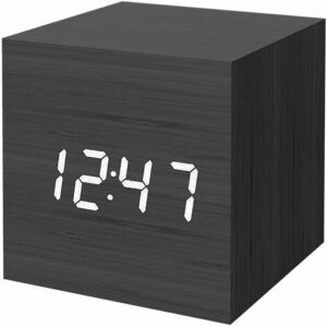 ALWAYSH Digital Alarm Clock, Mini Modern Wooden led Light Cube Desktop Alarm Clock, Displays Time and Temperature for Kids, Bedrooms, Home, Dorms, Travel