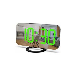 HÉLOISE Digital Alarm Clock with usb Charger Port Alarm Clock Makeup Bedroom Mirror Travel Alarm Desk Clock Big Snooze Button for Home Decor White