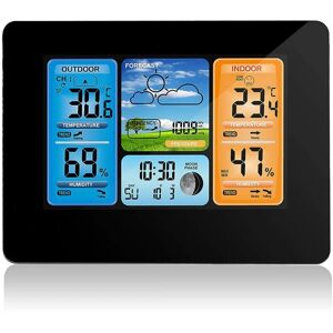 TINOR Digital Color Forecast Weather Station, Outdoor Sensor Weather Clock with Outdoor Sensor with Alert, Temperature, Humidity(Black)