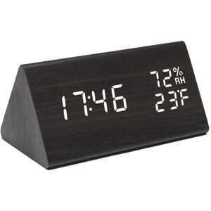 PESCE Digital Wooden Alarm Clock, with 3 Alarm Settings, Electronic led Time Display, 3 Level Brightness & Temperature, Good for Bedroom, Bedside, Desk,