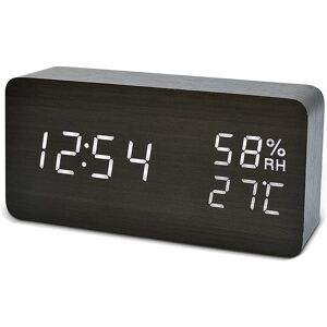 PESCE Digital Wooden Alarm Clock, with 3 Alarm Settings, Electronic LED Time Display, 3 Level Brightness & Temperature, Good for Bedroom, Bedside, Desk,