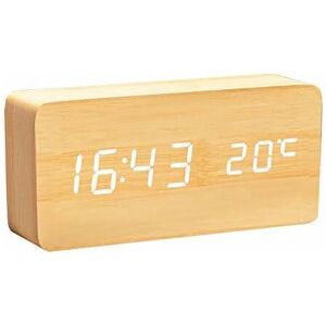 Héloise - led Digital Alarm Clock Artificial Wood Alarm Clock with Time, Temperature, Date Display, Voice Control AC11