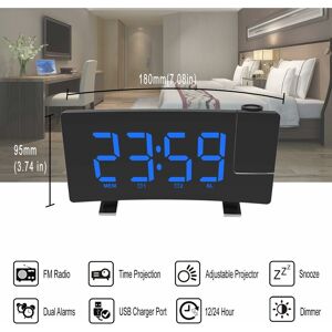 LANGRAY Led Digital Alarm Clock, fm Radio Alarm Clock with Dual Alarms, Projection Alarm Clock With Hygrometer, usb Port, 12/24H, 9-Minute Snooze Function,