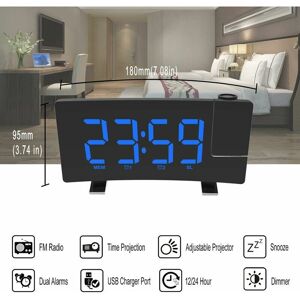 HOOPZI Led Digital Alarm Clock, fm Radio Alarm Clock with Dual Alarms, Projection Alarm Clock With Hygrometer, usb Port, 12/24H, 9-Minute Snooze Function,