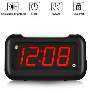 AlwaysH LED Digital Alarm Clock - Morning Alarm Clock for Red Number Display Luminous Alarm Clock - Black