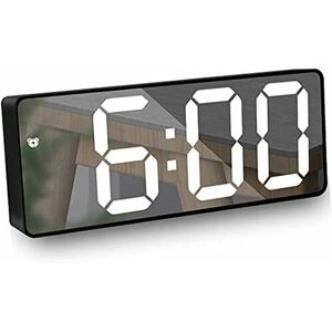 HÉLOISE Mirror Alarm Clock,Digital Alarm Clock with 6.5' led Date/Temperature Display,with Dual Sleep Time Alarm 2-Level Adjustable Brightness Dimmer for