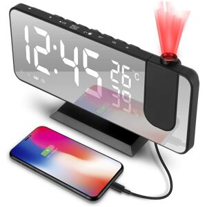 Héloise - Projection alarm clock, digital alarm clock with projection, clock radio with usb connection, large led display, dual alarm, projection