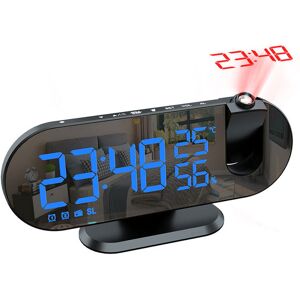 PESCE Projection Digital Alarm Clock, led Mirrored Bedside Clocks Radio with 180° Projector , Dual Alarms, usb Charger, 12/24Hr, Snooze Model, Radio Clock