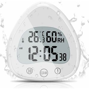 Rhafayre - Bathroom Clock, lcd Digital Alarm Clock with Waterproof Touch Shower Clock, Waterproof Timers Thermometer Portable Display Clock with
