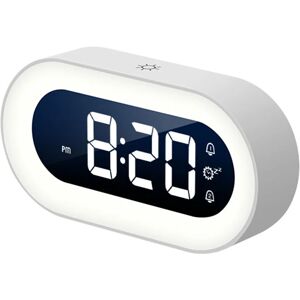 PESCE Small Colorful led Digital Alarm Clock with Snooze, Simple to Operate, Full Range Brightness Dimmer, Adjustable Alarm Volume, Outlet Powered Compact