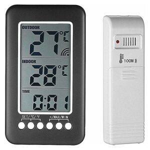 ALWAYSH Wireless Indoor Outdoor Thermometer with Digital Clock Wireless Weather Station with Outdoor Sensor, Black Friday 2020 Temperature Monitor Smart lcd