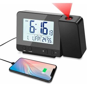 GROOFOO Alarm Clock with Projection, Digital Projector Alarm Clock with Large lcd Display, Ceiling Projection Alarm Clock, Digital Clock with Dual Alarms,