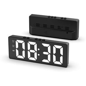 Digital Alarm Clock, led Clock for Bedroom, with Temperature Display, Adjustable Brightness, Voice Control, 12/24H Display - Alwaysh