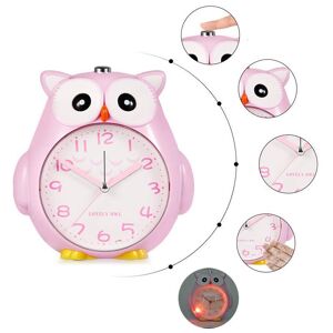 PESCE Children's alarm clock without ticking Children's clock with night light, snooze function for bedroom with dim yellow night light and audible alarm