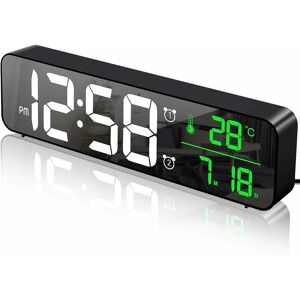 PESCE Digital Clock, Digital Clock Large Display, Living Room led Digital Alarm Clock, Rechargeable, Voice Activated, Snooze, Date and Temperature Display