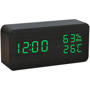 PESCE Digital Wooden Alarm Clock, with 3 Alarm Settings, Electronic led Time Display, 3 Level Brightness & Temperature, Good for Bedroom, Bedside, Desk,