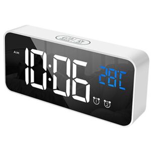PESCE LED Display Digital Alarm Clock, USB Charging Port, Sound Control, Alarm Ringtones, Volume and Brightness Adjustable, 12/24 H, Snooze Function,