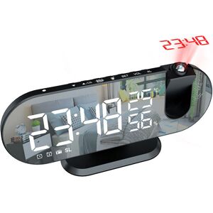 PESCE Projection Digital Alarm Clock, led Mirrored Bedside Clocks Radio with 180° Projector , Dual Alarms, usb Charger, 12/24Hr, Snooze Model, Radio Clock