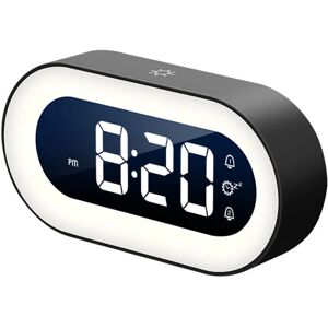 PESCE Small Colorful led Digital Alarm Clock with Snooze, Simple to Operate, Full Range Brightness Dimmer, Adjustable Alarm Volume, Outlet Powered Compact