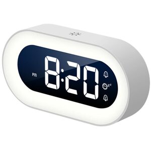 PESCE Small Colorful led Digital Alarm Clock with Snooze, Simple to Operate, Full Range Brightness Dimmer, Adjustable Alarm Volume, Outlet Powered Compact
