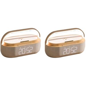 Tlily - 2X Digital Alarm Clock Radio with Bluetooth Speaker,15W Wireless Charger, Dual Wireless Speaker