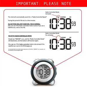 Tlily - 2X Digital Alarm Clock, Time and Date Display Twin Bell Extra Loud for Heavy Sleepers Blue Backlight Alarm for Teens