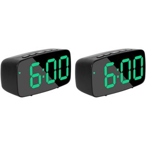 Tlily - 2X Smart Digital Alarm Clock Bedside,Green led Travel usb Desk Clock with 12/24H Date Temperature Snooze for Bedroom