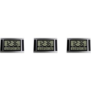 TLILY 3X Digital Wall Clock lcd Large Number Time Temperature Calendar Alarm Table Desk Clock Modern Design Office Home Silver