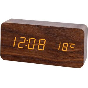 ALWAYSH Led Digital Wooden Alarm Clock Desk Alarm Clock - Modern Wooden Alarm Clock Date Temperature Humidity Display 12/24 Hour - For Home, Bedroom, Office
