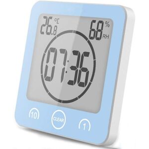 TINOR Bathroom Clock, Waterproof Touch Control Shower Clock, LCD Digital Alarm, Thermometer Hygrometer, Countdown Timer, Battery Powered, for Kitchen