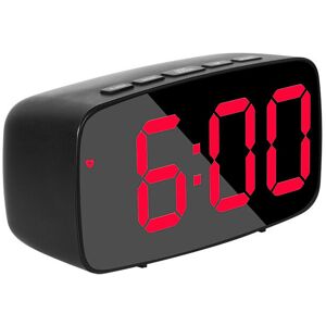 Cyslmuk - Black Smart Digital Bedside Alarm Clock, Red led Travel usb Desk Clock with 12/24H Date Temperature Snooze for Bedroom