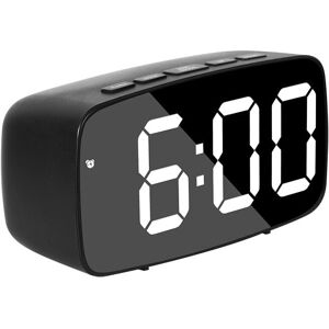 Cyslmuk - Black Smart Digital Bedside Alarm Clock, White led Travel usb Desk Clock with 12/24H Date Temperature Snooze for Bedroom