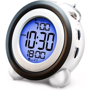 Tlily - Digital Alarm Clock,Time Date Display Twin Bell Very Loud for Heavy Sleepers Dual Blue Backlight Teens