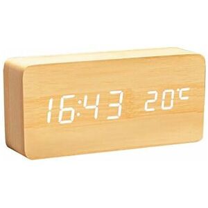 Héloise - led Digital Alarm Clock Artificial Wood Alarm Clock with Time, Temperature, Date Display, Voice Control AC11