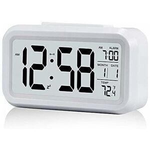Héloise - Silent Alarm Clock, Battery Operated Digital Alarm Clock, Large Bright Display, Date Display, Calendar, Temperature, 12/24 Hours, Repeat