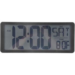 TLILY Square Wall Clock Series, 13.8inch Large Digital Jumbo Alarm Clock, lcd Display, Multi-Functional Office Decor Desk Black