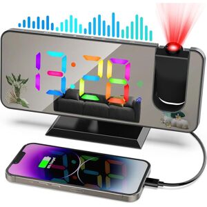 BASETBL 7.4" Projector Alarm Clock Radio, USB Digital Clock, 5 Brightness Levels, Dual Alarm, Snooze, 12/24h, Bedroom (Black) BASETBL 7.4" Projector Alarm Clock Radio, USB Digital Clock, 5 Brightness Levels, Dual Alarm, Snooze, 12/24h, Bedroom (Black)