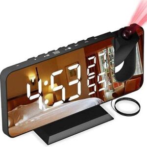TEHTUY Alarm clock radio, time projector, brightness adjustment, digital, FM radio, dual alarm, large LED display, electronic temperature and humidity TEHTUY Alarm clock radio, time projector, brightness adjustment, digital, FM radio, dual alarm, large LED display, electronic temperature and humidity