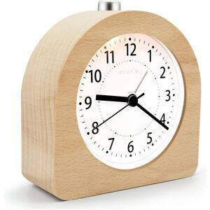 MEMKEY Battery-operated morning alarm clock with snooze function, luminous wooden travel alarm clock, silent, non-ticking, analog alarm clock, hand with MEMKEY Battery-operated morning alarm clock with snooze function, luminous wooden travel alarm clock, silent, non-ticking, analog alarm clock, hand with