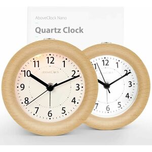 HEGUYEY Battery Operated Morning Alarm Clock,Non-Ticking Silent Luminous Travel Analogue Wooden Alarm Clock with Snooze Function,Needle Clock Rising Sound HEGUYEY Battery Operated Morning Alarm Clock,Non-Ticking Silent Luminous Travel Analogue Wooden Alarm Clock with Snooze Function,Needle Clock Rising Sound
