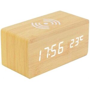 TORMATOR Digital Thermometer Alarm Clock, Wooden Digital Alarm Clock, LED Digital Wooden Alarm Clock with Wireless Charger, Wooden Alarm Clock with Induction TORMATOR Digital Thermometer Alarm Clock, Wooden Digital Alarm Clock, LED Digital Wooden Alarm Clock with Wireless Charger, Wooden Alarm Clock with Induction